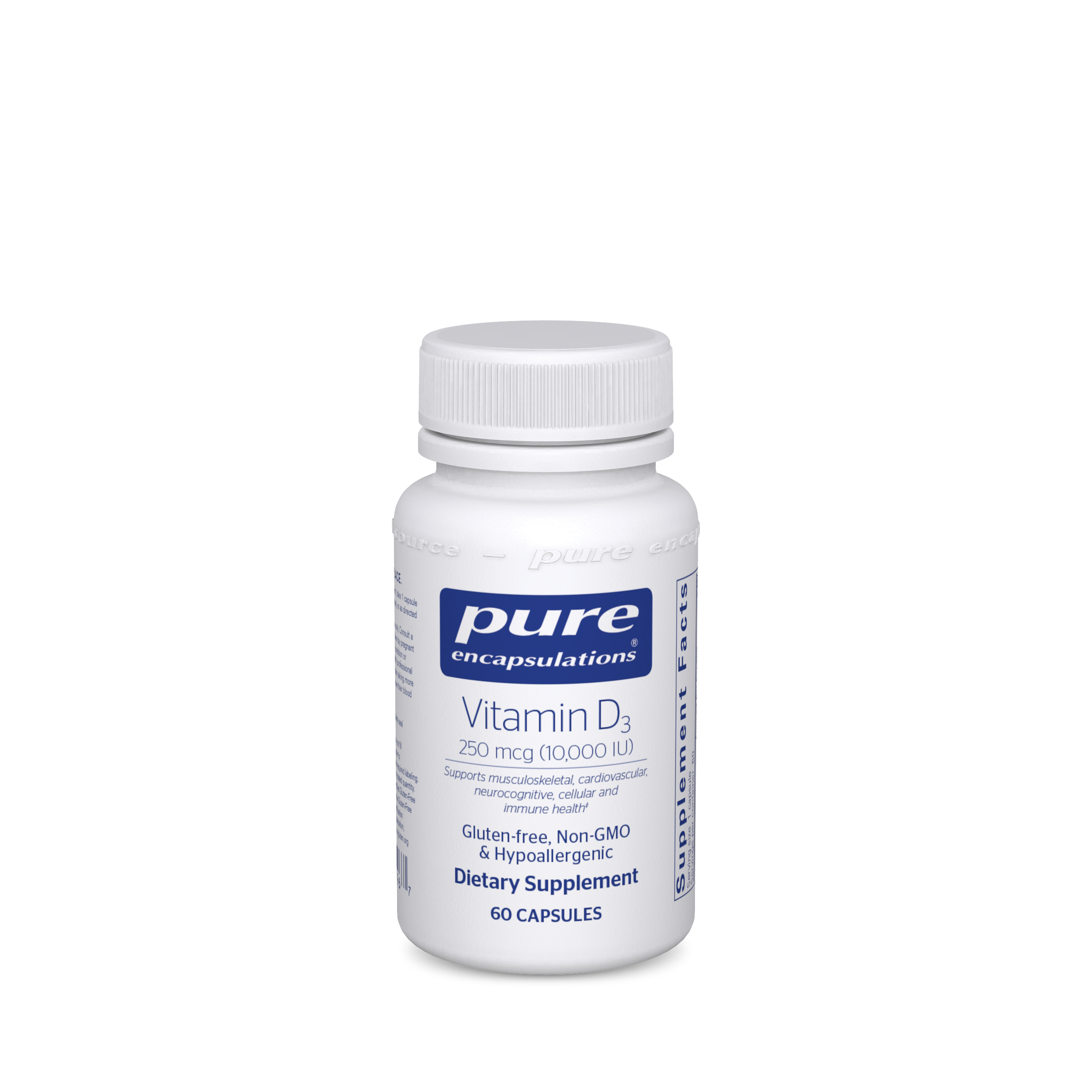 Pure Encapsulations Vitamin D3 250 mcg (10,000 IU) Bottle, 60 capsules