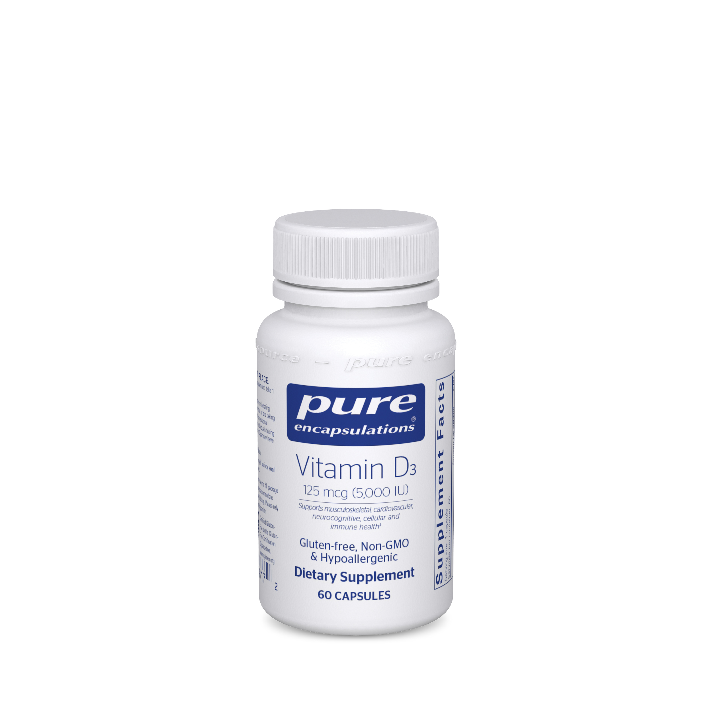 Vitamin D3 125 mcg (5,000 IU) Bottle, 60 capsules