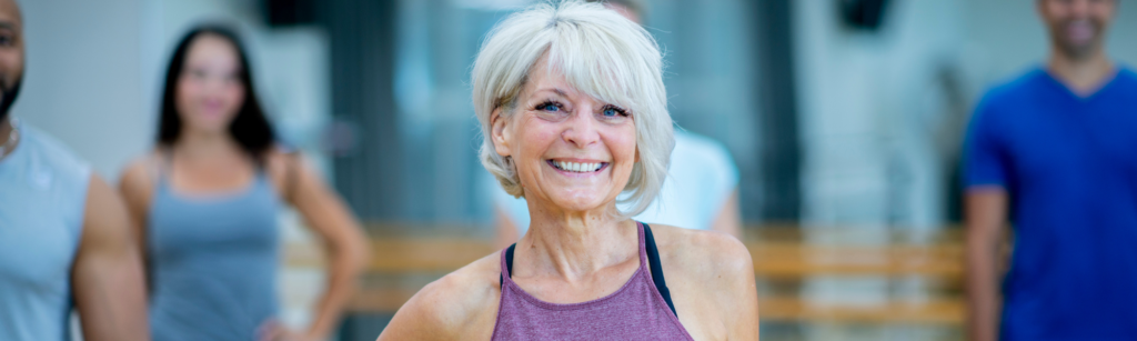 Older woman working out to help naturally balance her hormones